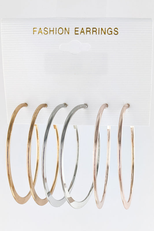 3-Pair Hoop Earrings