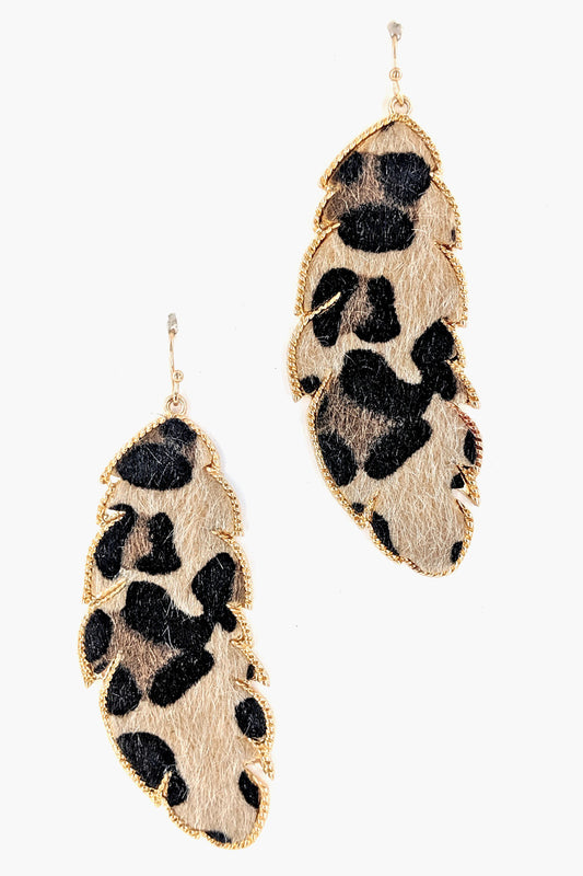 Animal Print Faux Leather Earrings