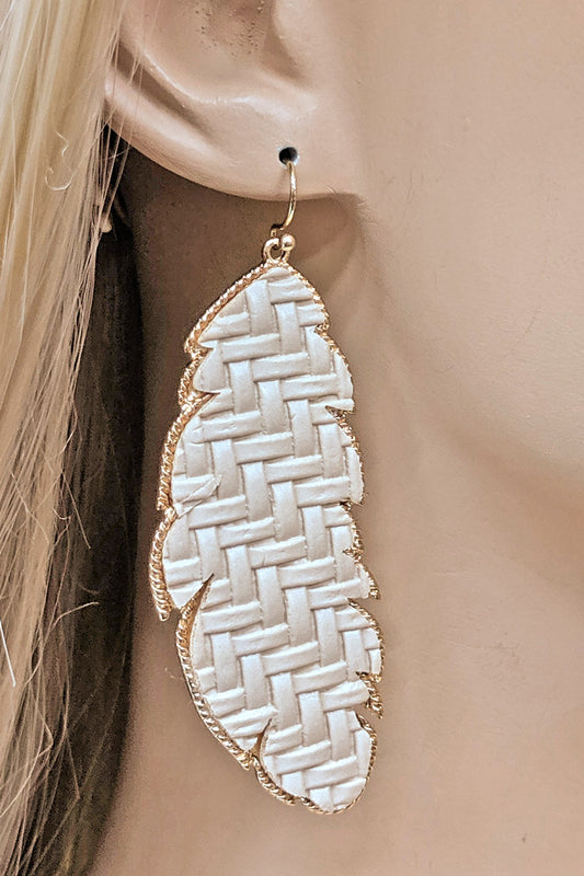 Natural Faux Leather Leaf Earrings