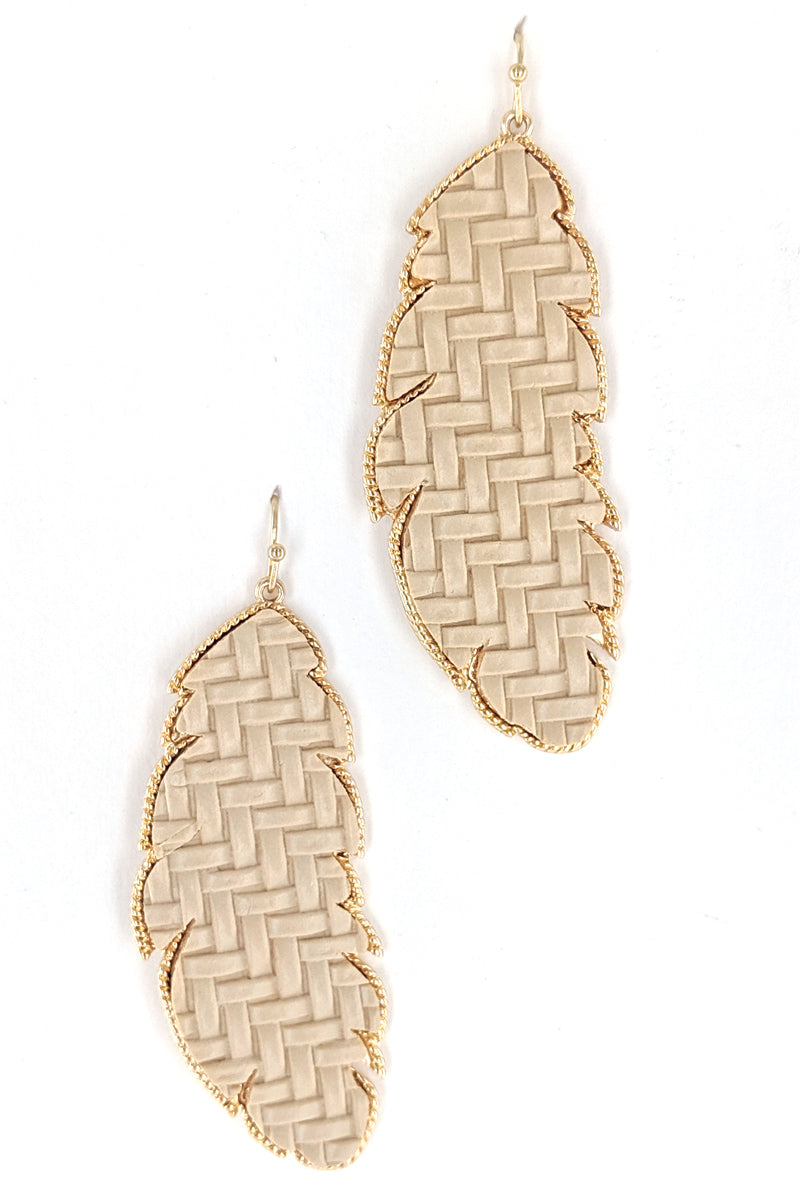 Natural Faux Leather Leaf Earrings