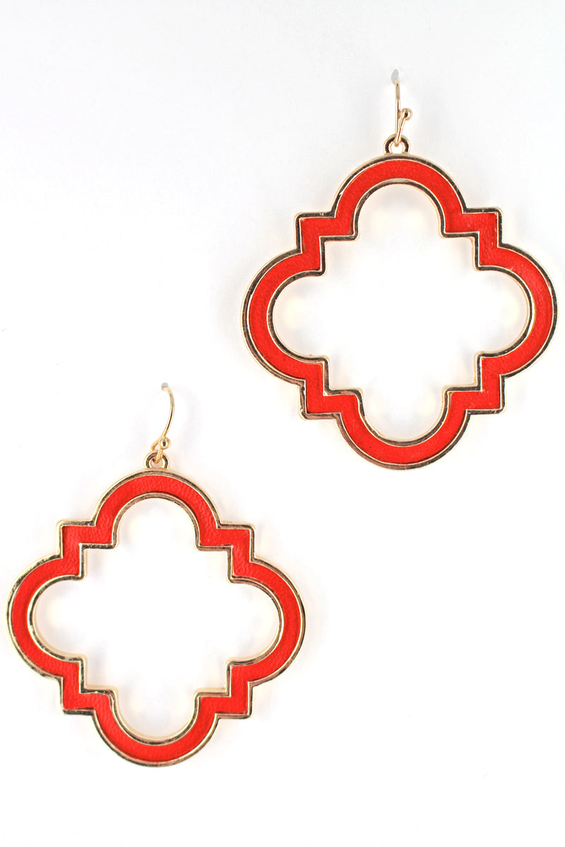 Orange Clover Drop Earrings