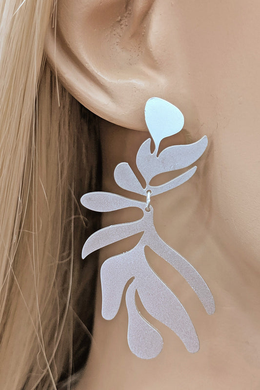 Matte Silver Leaf Dangle Earring