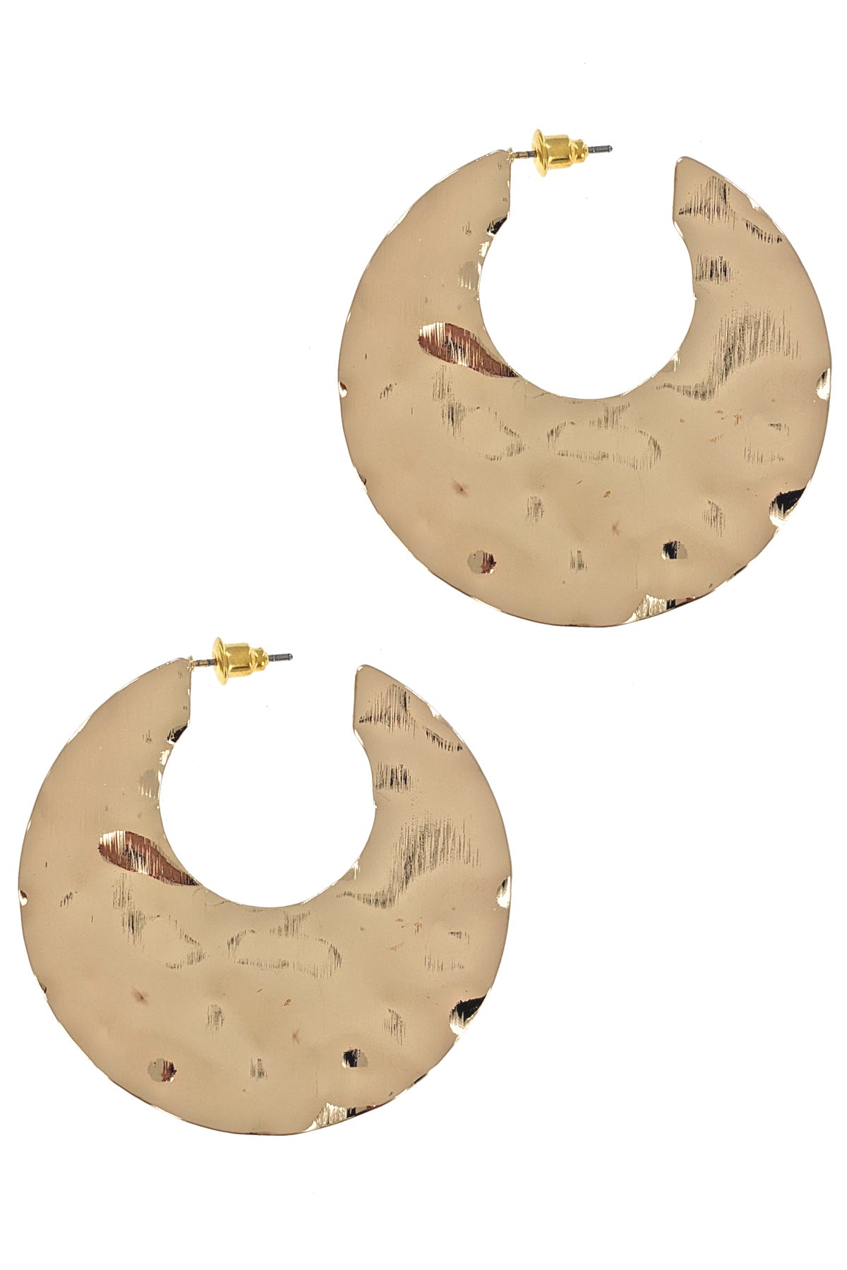 Gold Hammered Hoop Earring