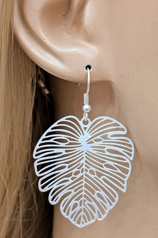 Matte Silver Leaf Earring