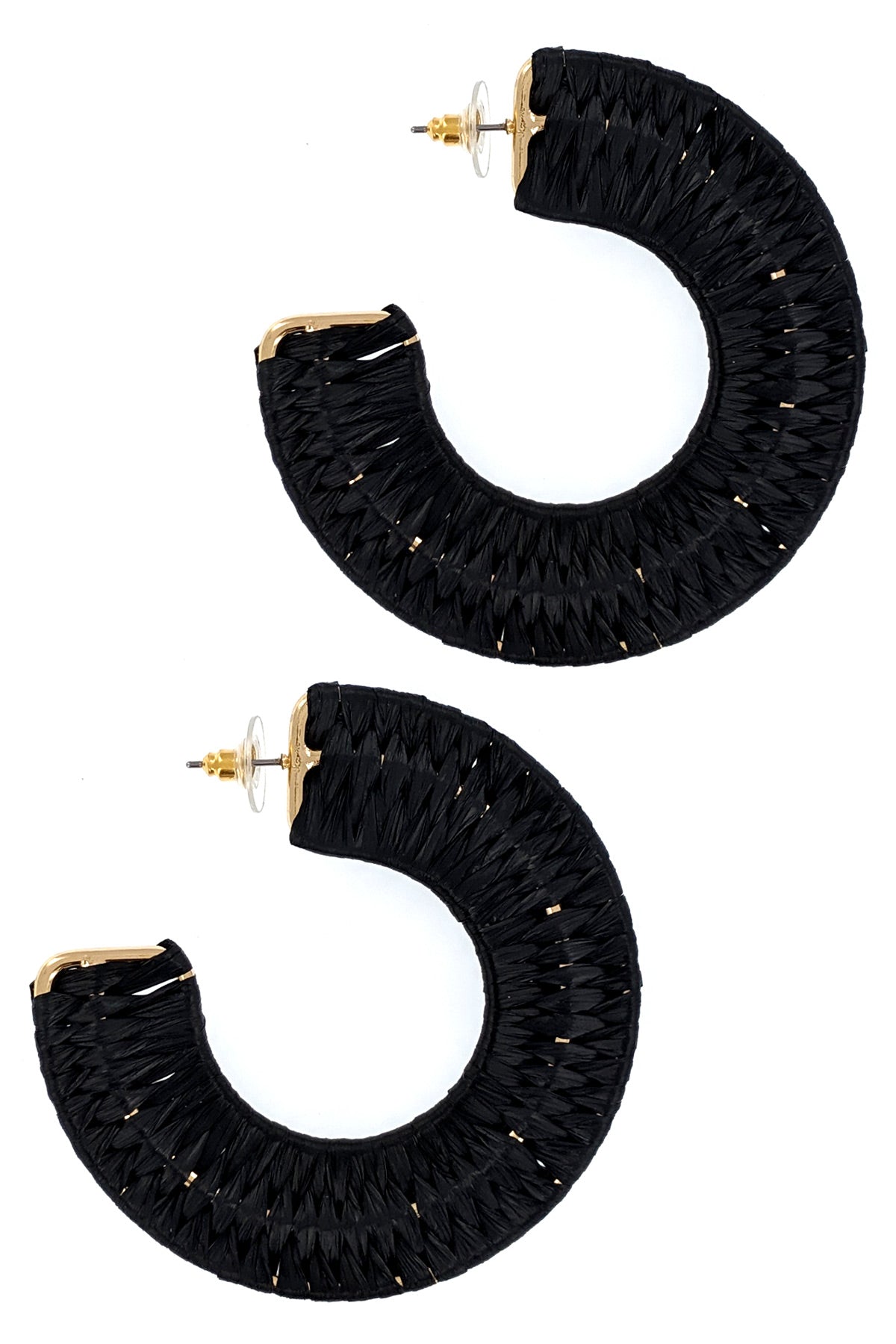 Black Raffia Hoop Earrings