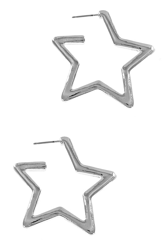 Silver Star Hoop Earring