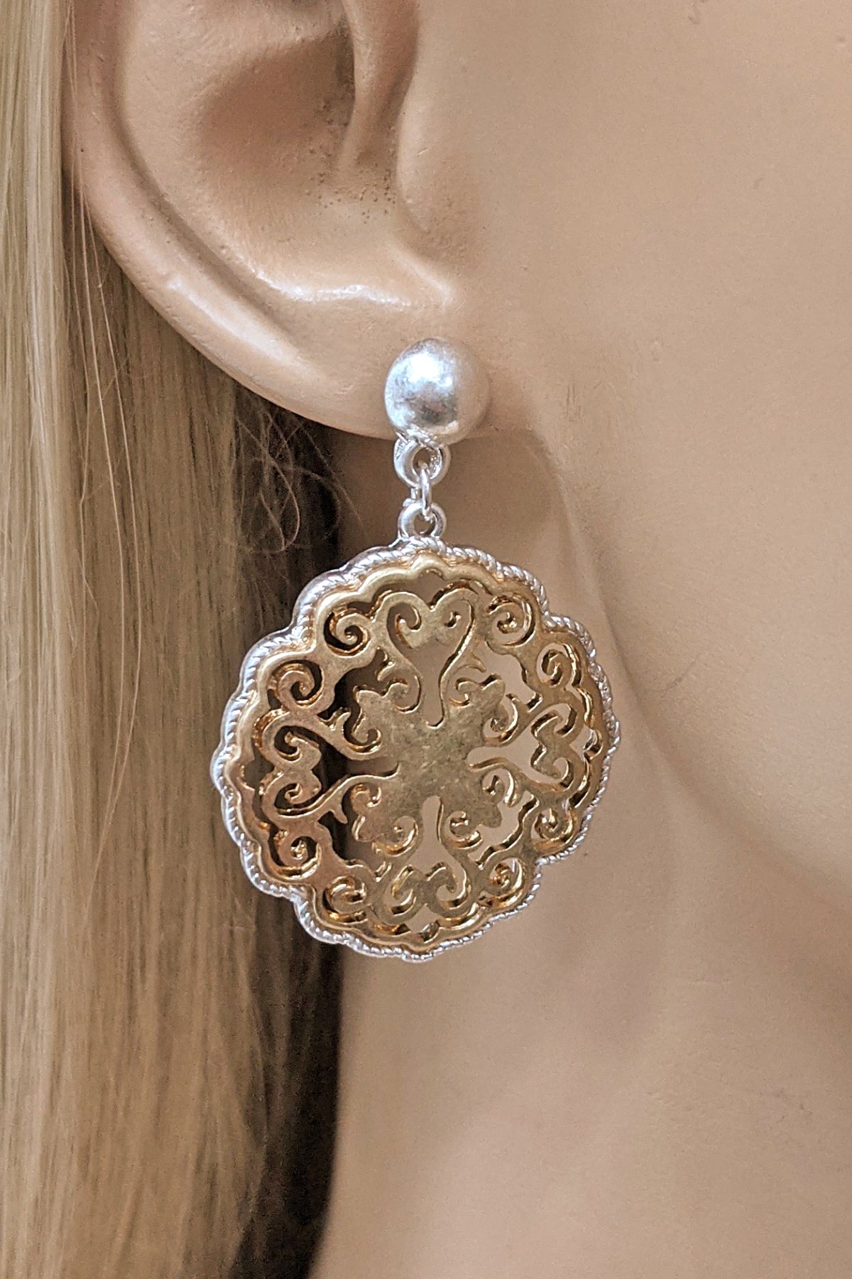 Worn Gold Boho Dangle Earring