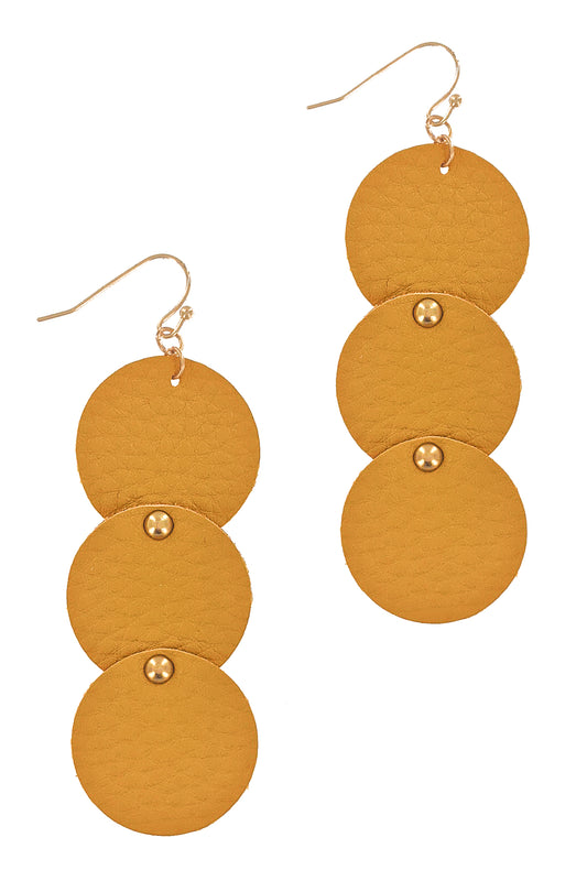 Mustard Geometric Faux Leather Earrings