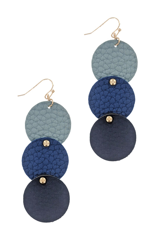 Multi-2 Geometric Faux Leather Dangle Earrings