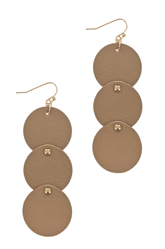 Natural Geometric Faux Leather Dangle Earrings