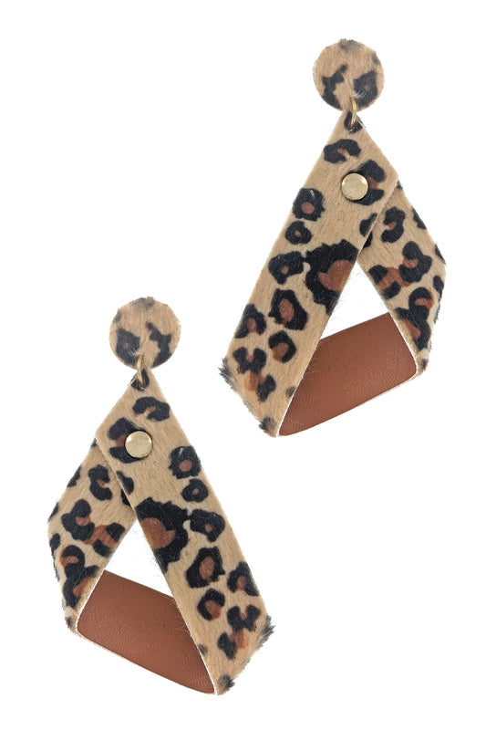 Animal Print Faux Leather Drop Earrings