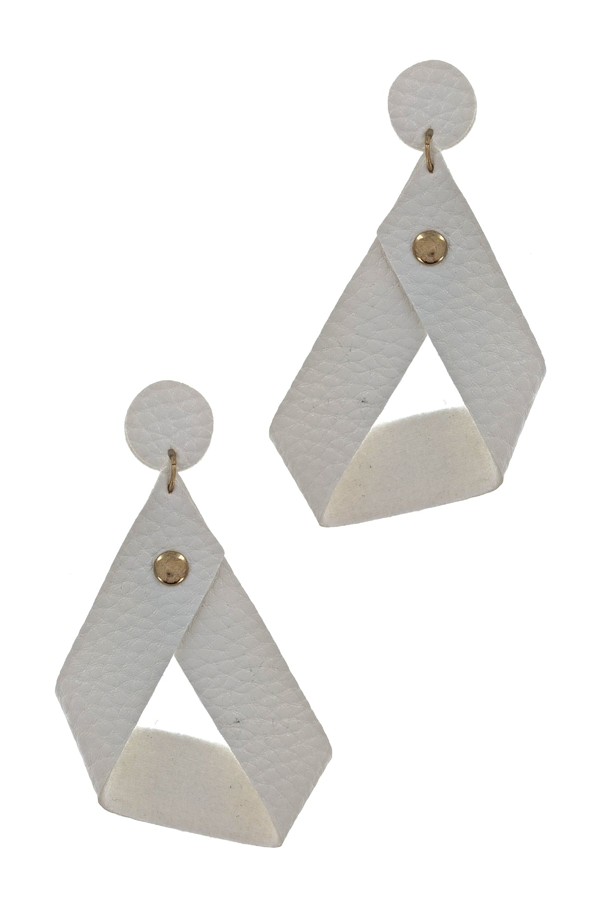 White Faux Leather Drop Earrings