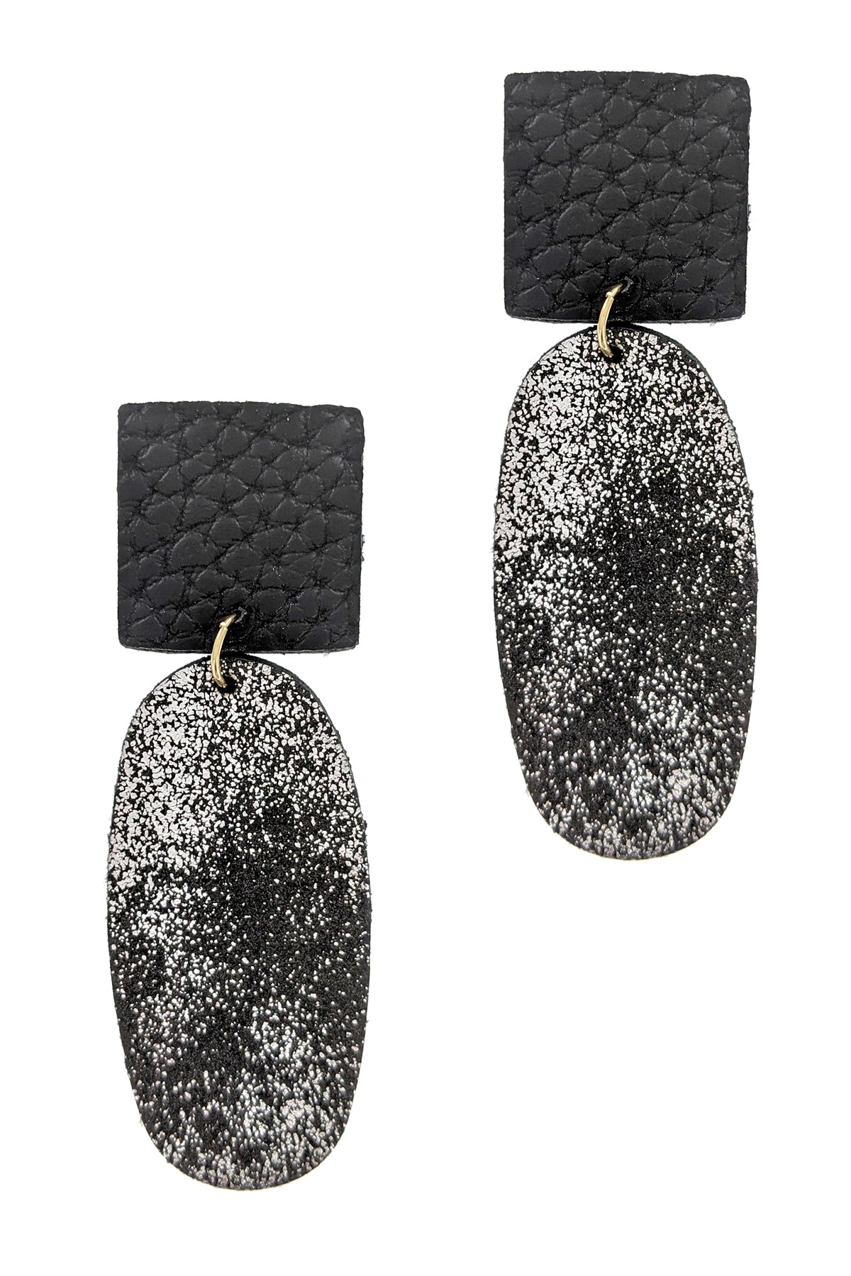 Matte Black Faux Leather Dangle Earrings