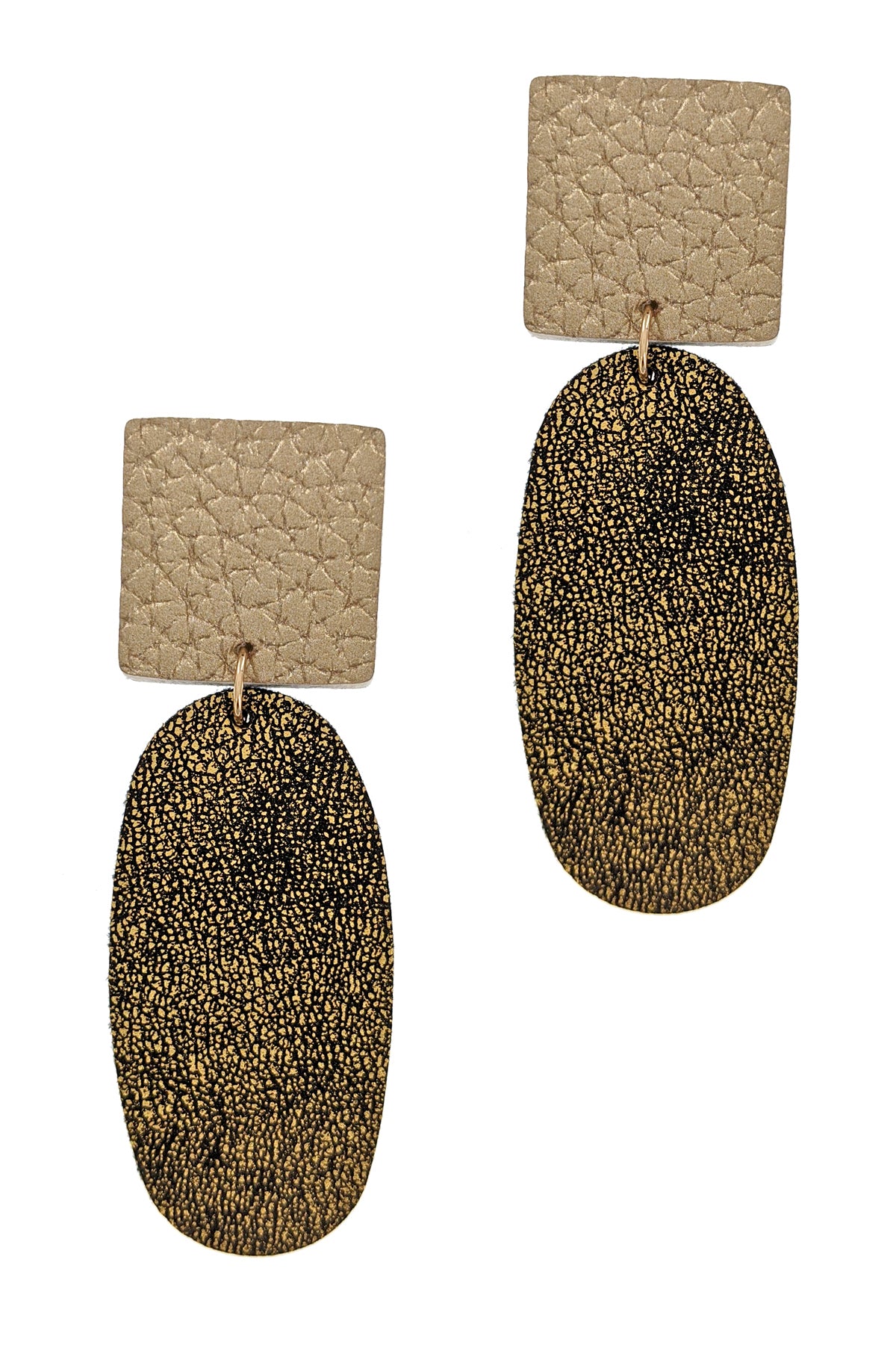 Matte Gold Faux Leather Dangle Earrings