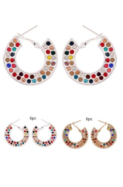 Colorful Rhinestones Hoop Earrings