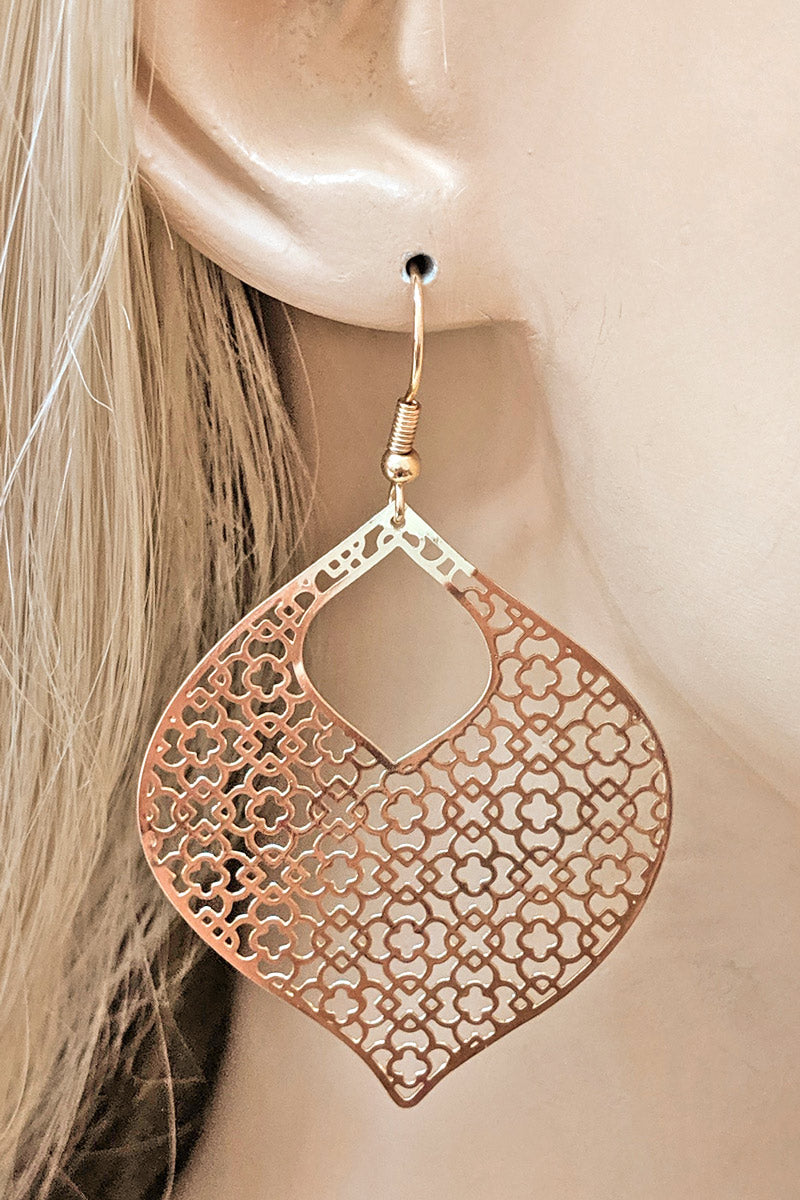 Gold Filigree Teardrop Earring