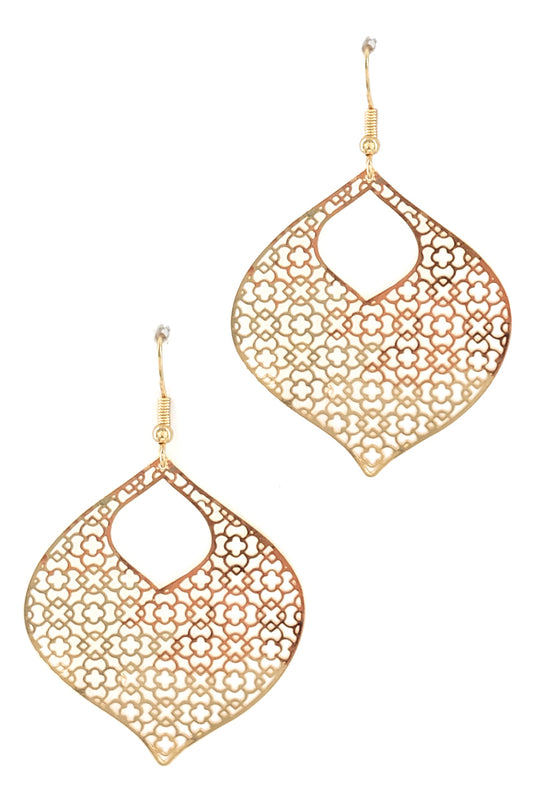 Gold Filigree Teardrop Earring