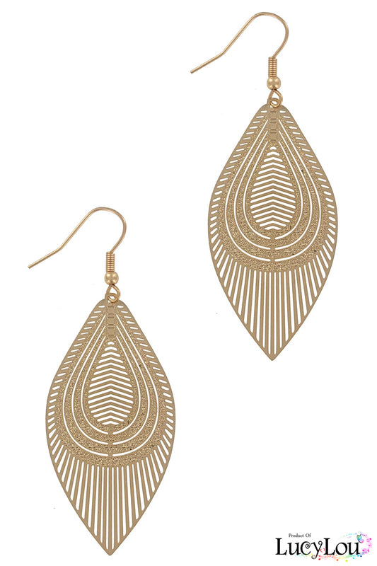 Matte Gold Filigree Teardrop Earring