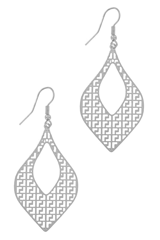 Matte Silver Filigree Teardrop Earring