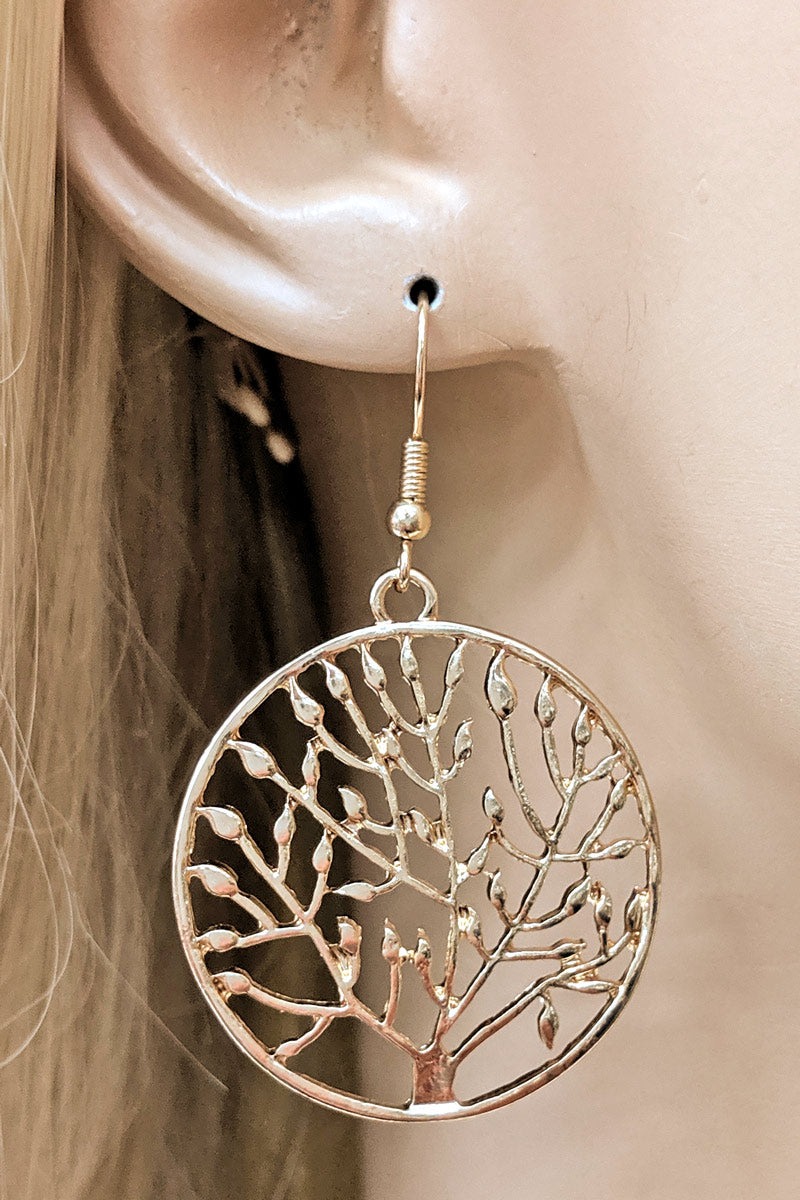 Gold Tree Of Life Dangle Earring