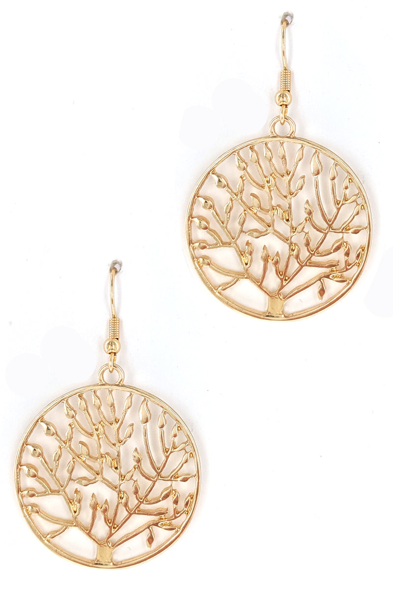 Gold Tree Of Life Dangle Earring