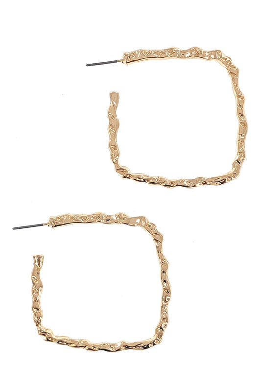 Gold Squared Hoop Earring