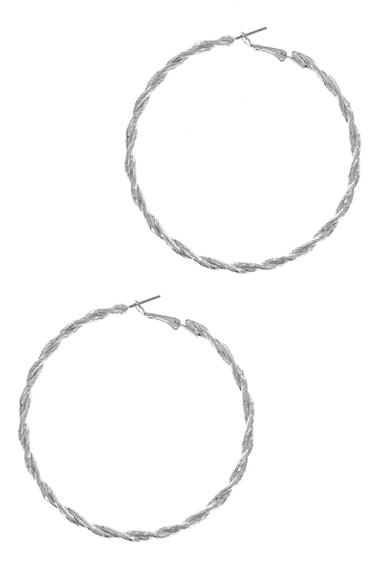 Silver Twist Hoop Earring