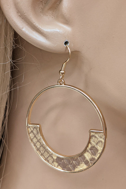 Mustard Animal Print Gold Hoop Earrings