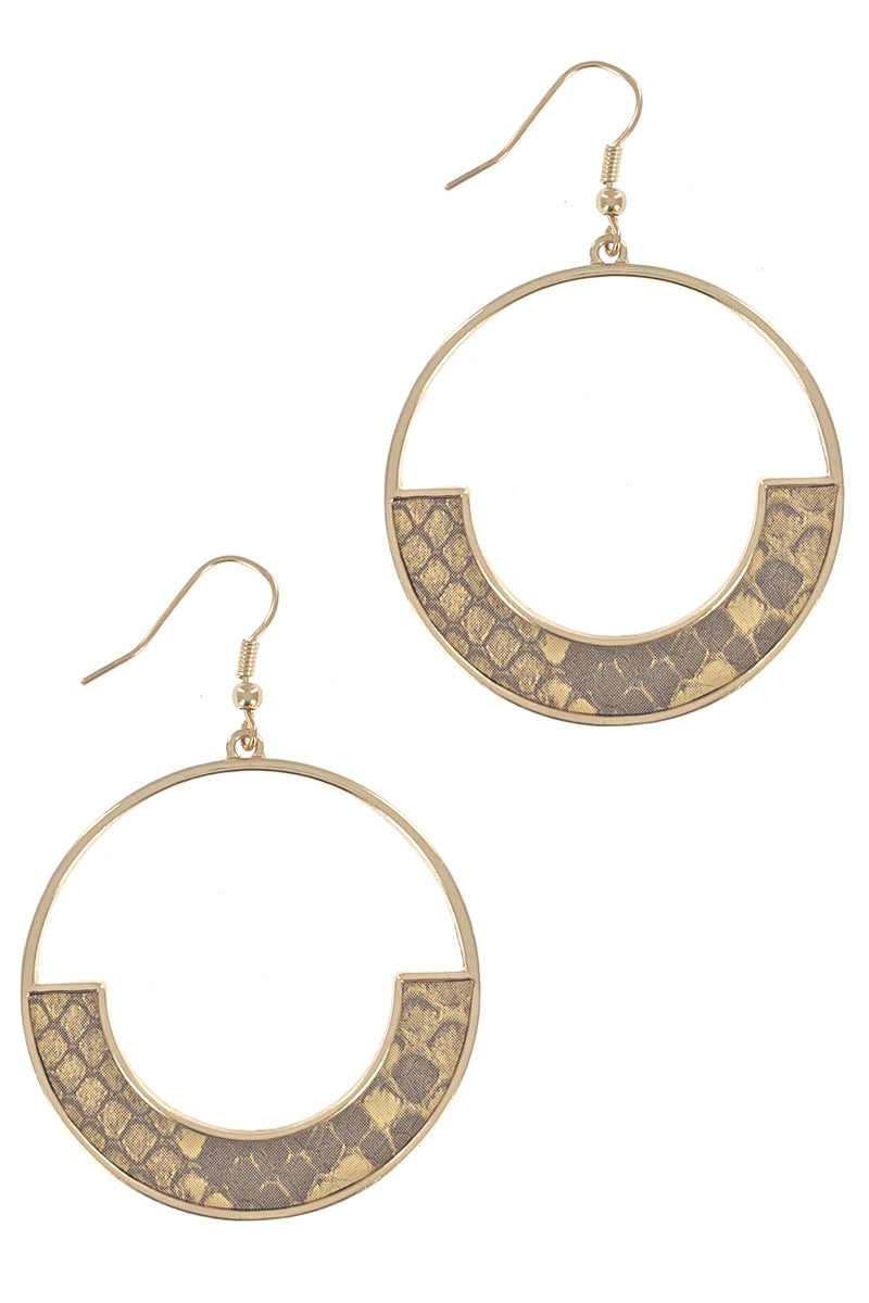 Mustard Animal Print Gold Hoop Earrings