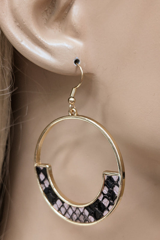 Natural Animal Print Gold Hoop Earrings
