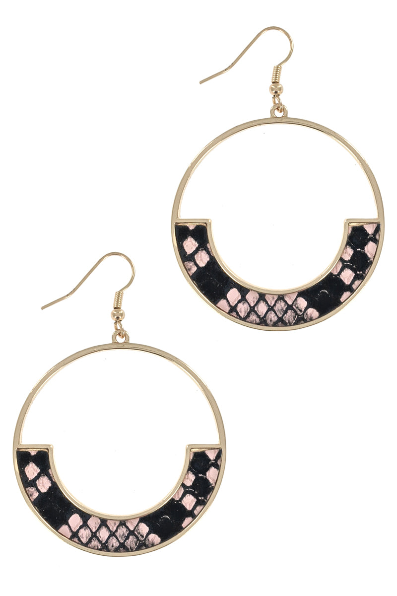 Natural Animal Print Gold Hoop Earrings