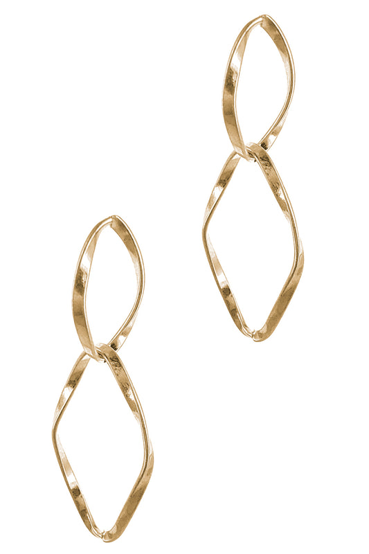 Worn Gold Double Loop Earring