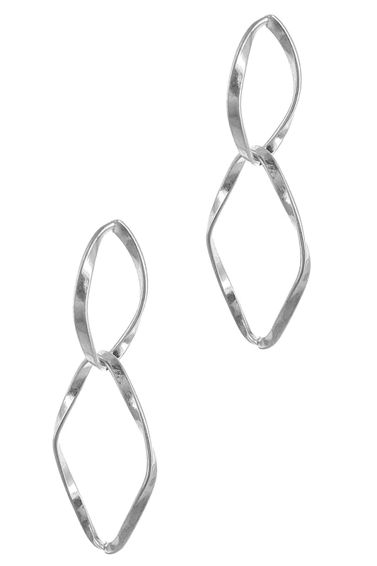 Worn Silver Double Loop Earring
