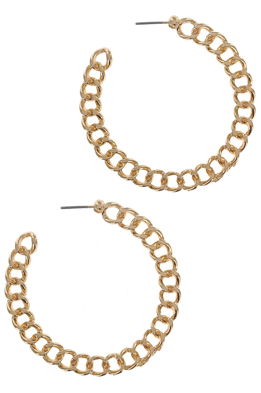 Gold Chain Open Hoop Earring