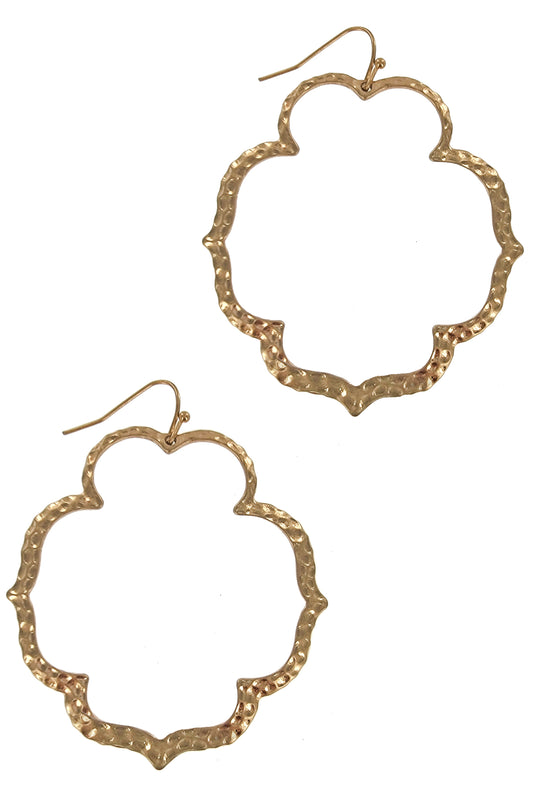 Worn Gold Textured Hoop Earring