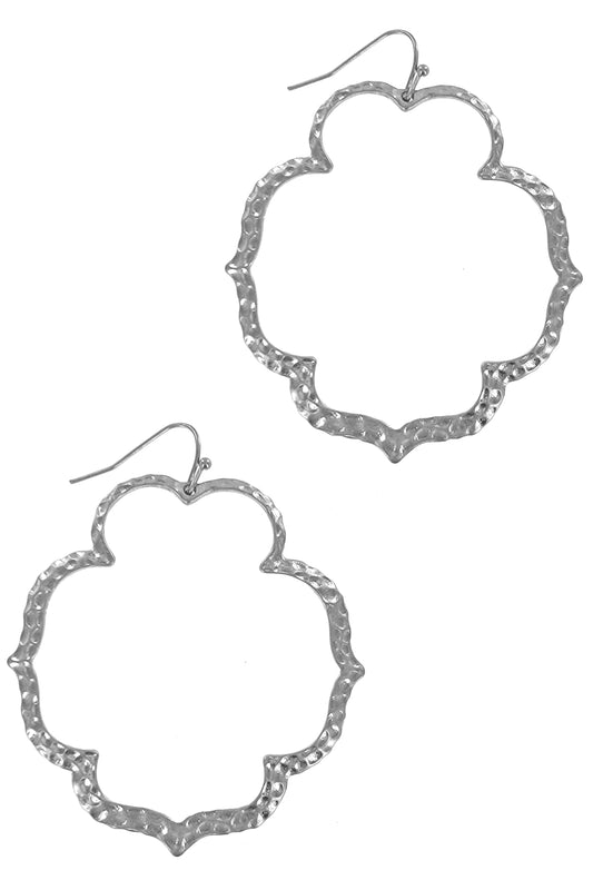 Worn Silver Textured Hoop Earring