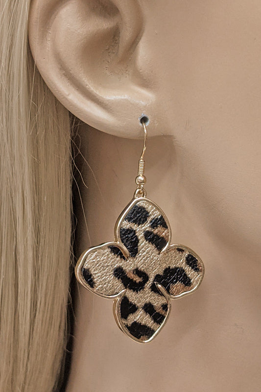 Animal Print Lucky Clover Drop Earring