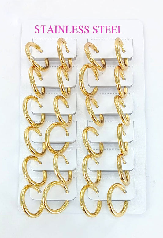 Gold Stainless Steel Small Hoop Earrings