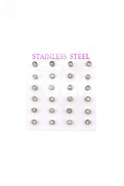 Silver Stainless Steel 4mm Stud Earrings