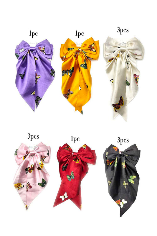 Casual Butterfly Print Bow Hairpin
