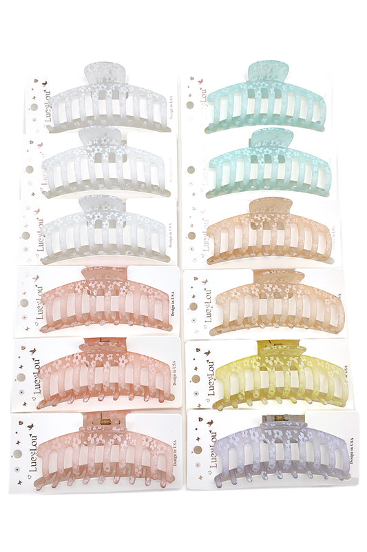 Flower Print Matte Finish Hair Claw Clips