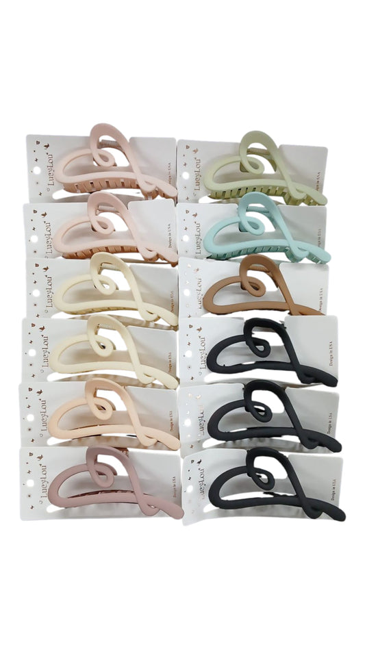 Heart Design Matte Finish Hair Claw Clip