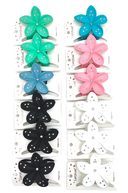 Plumeria Rhinestones Hair Claw Clip