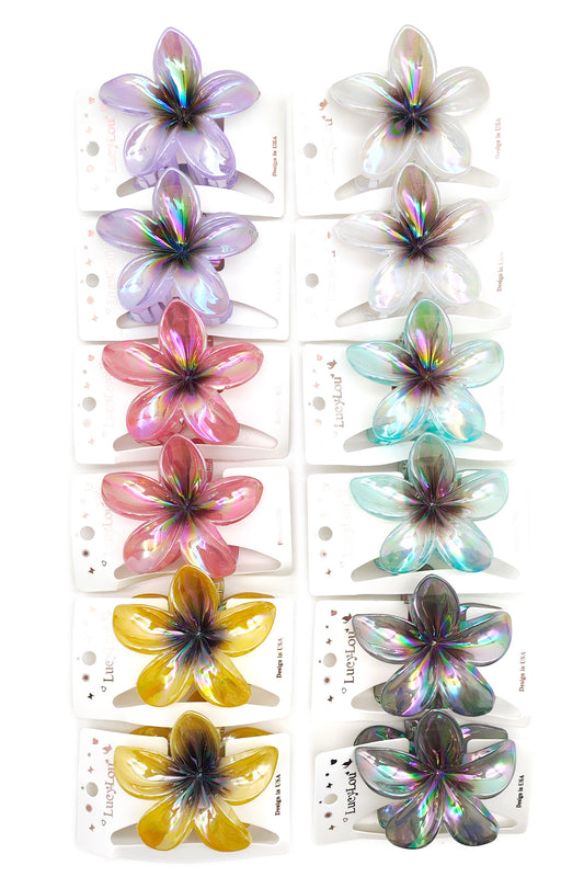 Plumeria Design Hair Claw Clip