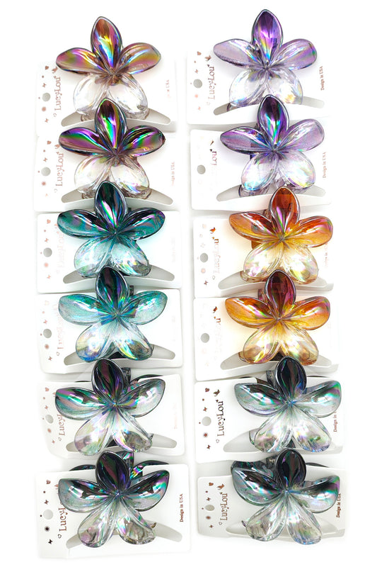 Plumeria Design Hair Claw Clip