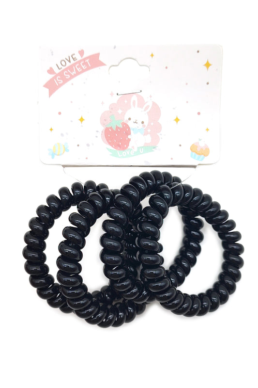Black Phone Cord Ponytail Holder