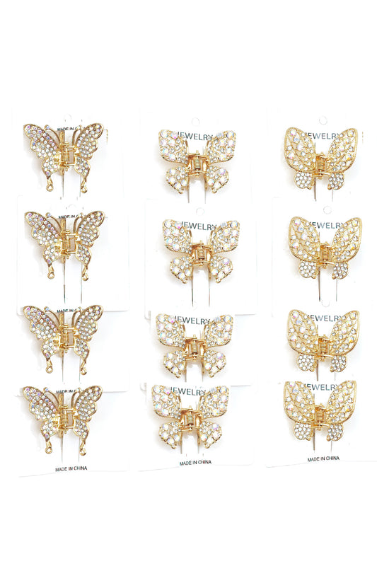 Butterfly Rhinestone Hair Clips