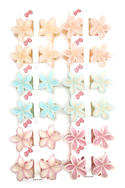 Plumeria Design 24 Piece Hair Claw Clip