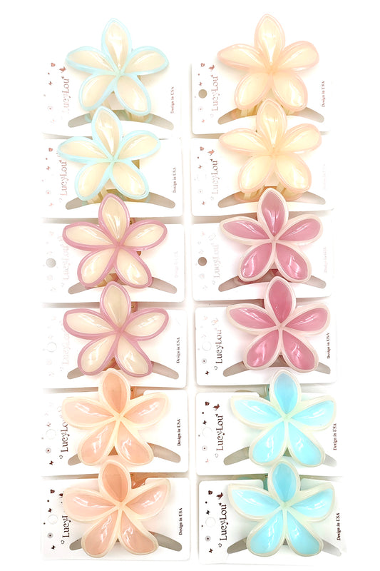 Plumeria Design Hair Claw Clips