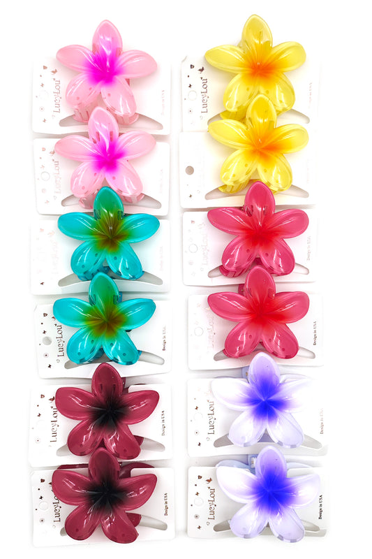 Plumeria Design Hair Claw Clip